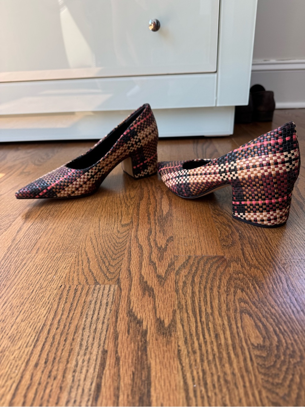 Ulla Johnson Woven Multicolor Pointed Block Heels